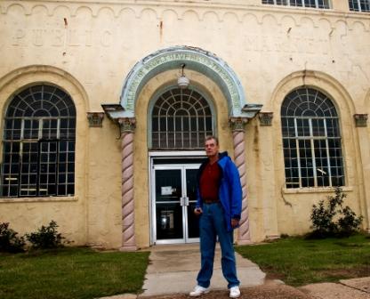 This door, on the building's east side, was the center entrance to the market on the ground floor.