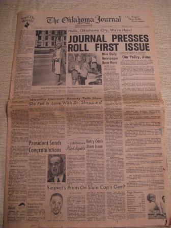 Front page of the inaugural issue of the Oklahoma Journal