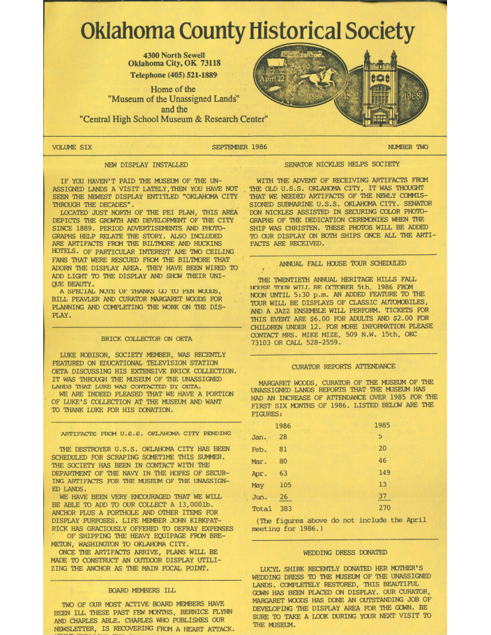 Oklahoma County Historical Society Newsletter, Vol. 6 No. 2