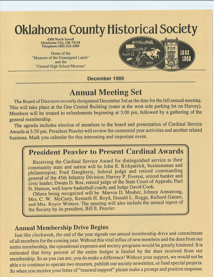 Oklahoma County Historical Society Newsletters (Compilation)